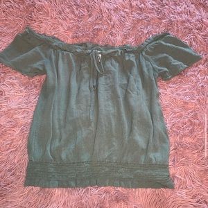 Olive green off the shoulder top